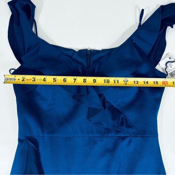 AIDAN MATTOX off the shoulder flounce GOWN navy BLUE wedding prom gown DRESS 6 - Picture 9 of 14